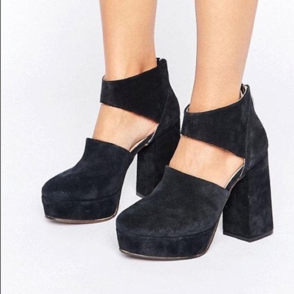 Free People Shoes - FP Luxor Platform Suede Cutout Block Platform Chun